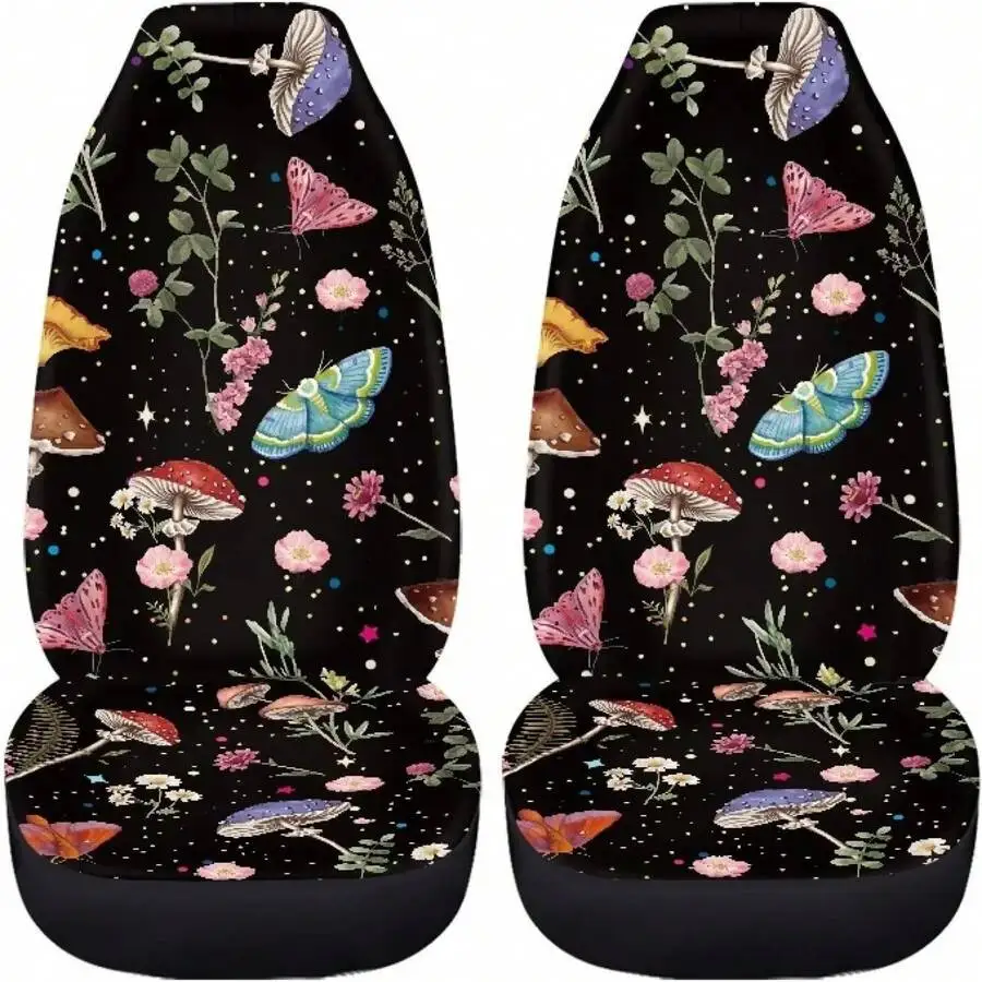 

Mushroom And Butterfly Print Car Seat Cover For Front Seat SUV Truck Sedan Van