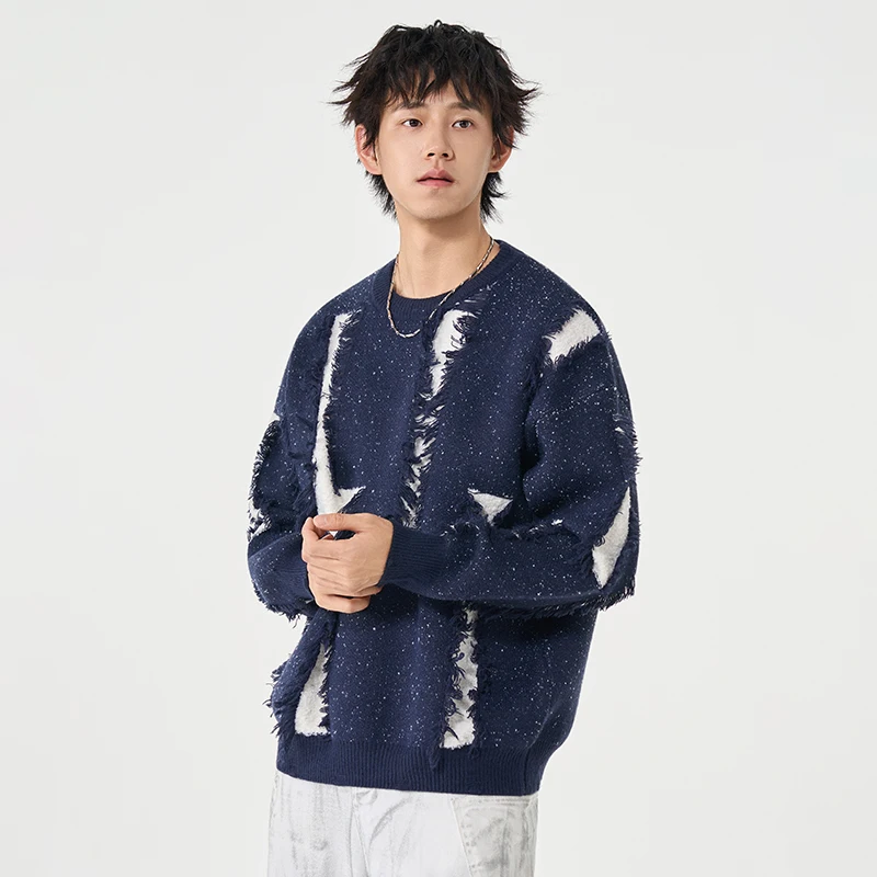 

Зимний мужской модный новый домашний теплый вязаный свитер для отдыха, удобный мужской повседневный универсальный ветрозащитный пуловер с капюшоном, домашняя одежда