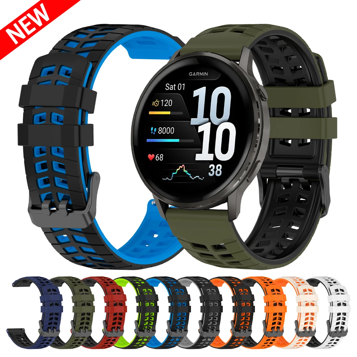 22mmスマートウォッチストラップ Garmin Venu 4 3用 ウォッチバンド Garmin Forerunner 570 47mm 265 255 Music/Vivoactive 4用 シリコンブレスレット