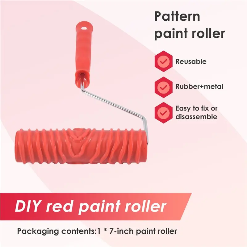 AEA9-7 Inches Paint Roller DIY Wall Decoration Tool 7 Inches For Textured Wood-Grain Design