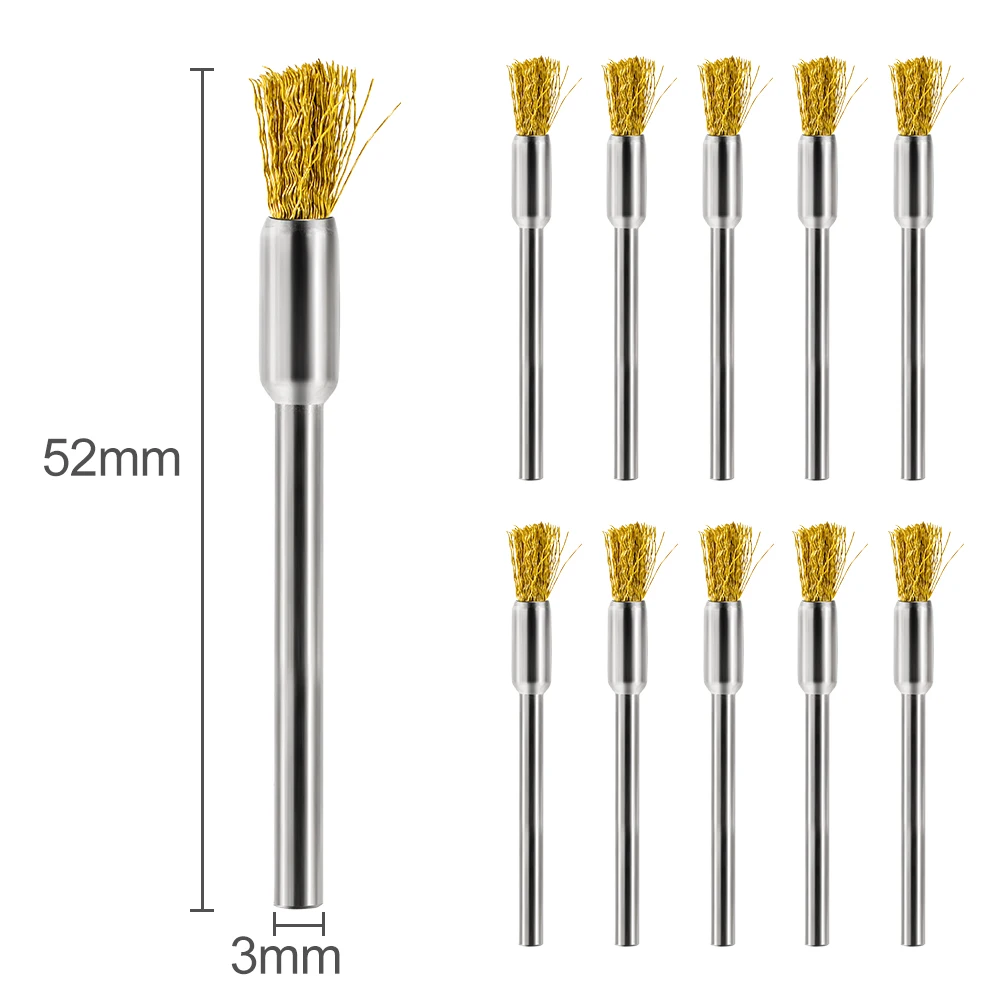 CMCP 3.0mm Shank Wire Brush Brass 10/20pc Wire Polishing Brush for Dremel Rotary Tool Metal Polishing Tool