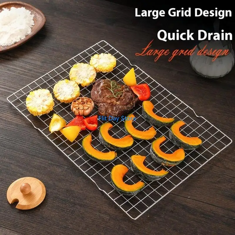 F92C Pack of 2 Oven Safe Stainless Steel Grills Rack Baking Tray for Bacons Cookie