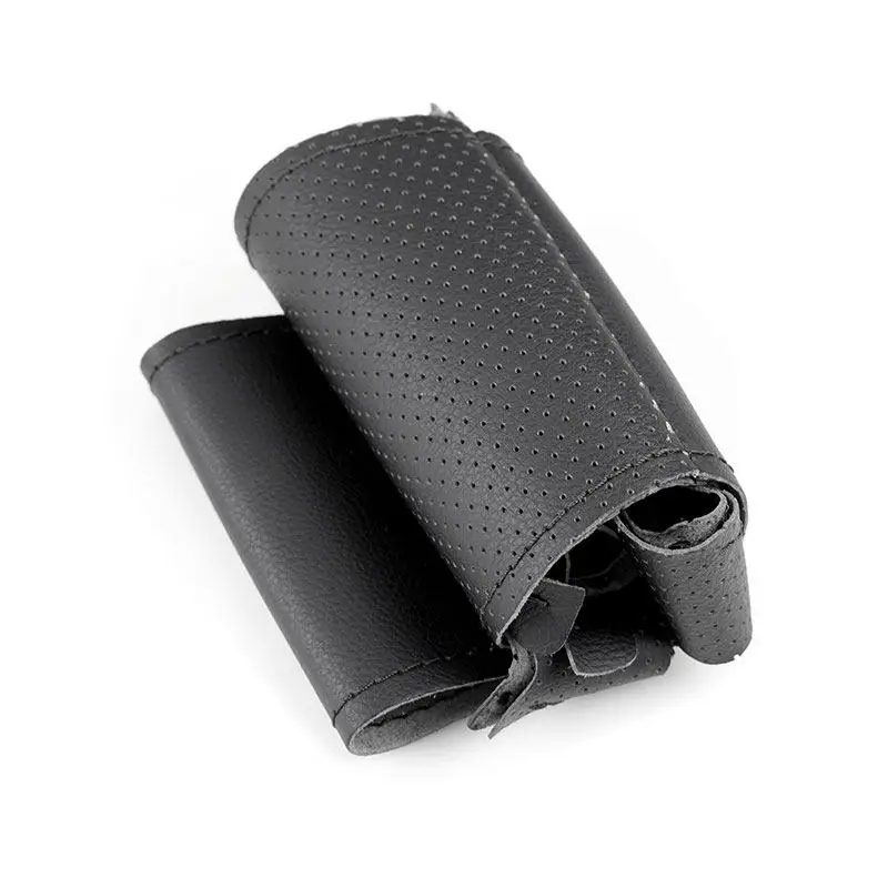 Black Microfiber Perforated Leather Cover Trim Braids On Car Steering Wheel For Tesla Model 3 2015-2021 Model Y 2019 2020 2021