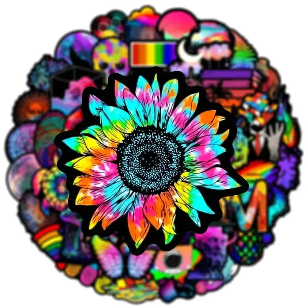 

50PCS Colorful Art Graffiti Motorbike Helmet Stickers Trendy Waterproof Rear Trunk Sticker Motorcycle Body Scratch Cover Decals