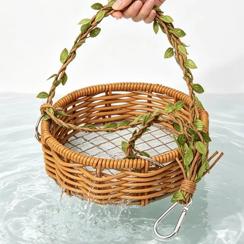 L43A Hanging Bird Hammock for Small Pet Birds, Round Plastic Cage Bed with Hook, Indoor Bird Basket Home for Regular Indoor Use