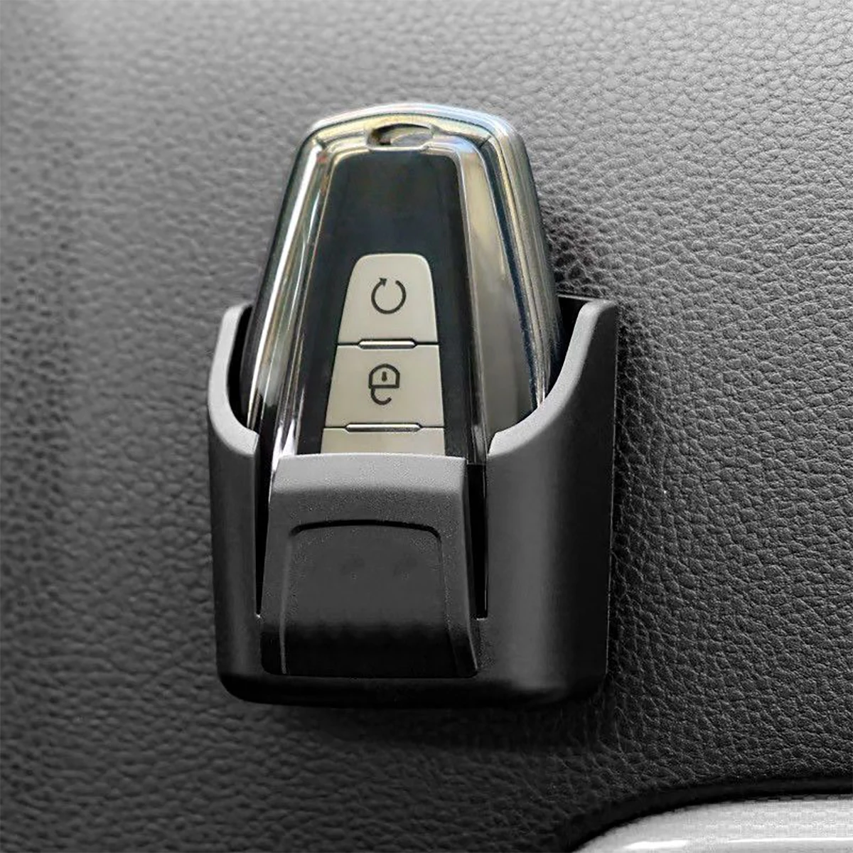 PVC-Autoschlüsselhalter mit Fernbedienungsfach - Langlebiger schwarzer Organizer für Autoschlüssel, Karten und Zubehör – Detail 5