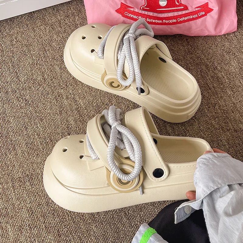 

Trendy Punk Style Headphones Sandals Big Head Couple Garden Shoes Thick Soled Slippers Versatile For Men And Women