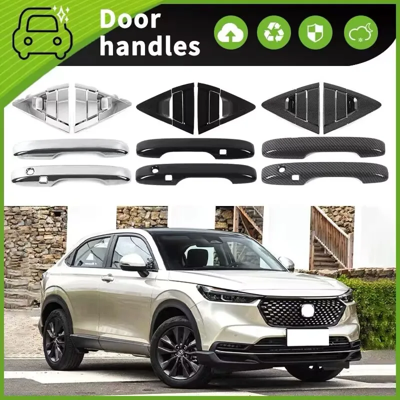 

For Honda Vezel XRV HR-V /e:SN1 2022 2023 Carbon Fiber Rear Door Handle Bowl Protector Frame Sticker Car Styling Accessories