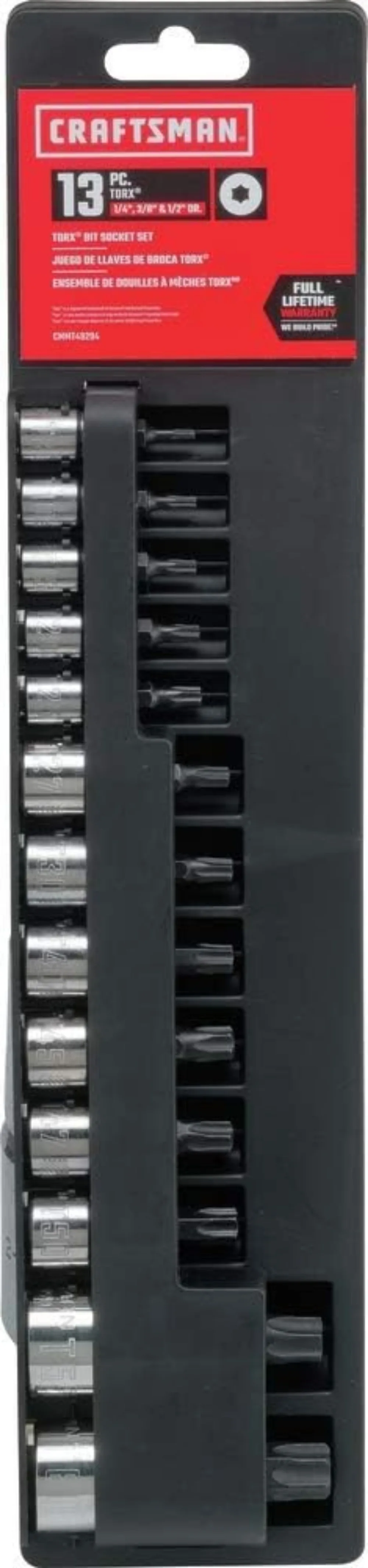 Juego de casquillos Torx de 13 piezas con acabado cromado, sujeción rápida y garantía vitalícia