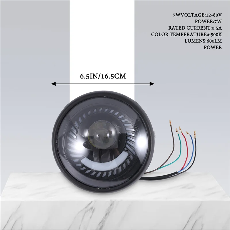 

Мотоцикл Cafe Racer Bobber 6,5-дюймовая светодиодная фара, спиральный белый боковой кронштейн