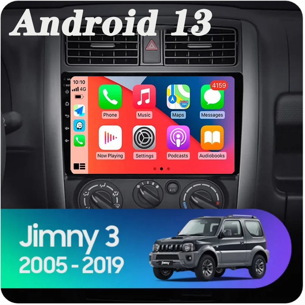 Android 13 Carplay Car Radio For Suzuki Jimny 3 2005 - 2019 Navigation GPS Multimedia Player WiFi+4G stereo 2 DIN BT 360 camera