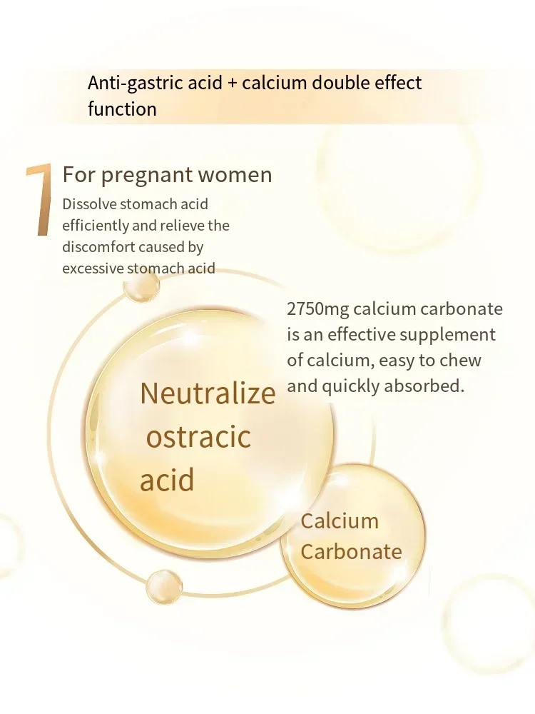 100 adult pregnant women\'s anti stomach acid chewable calcium tablets neutralize stomach acid supplement calcium for digestion