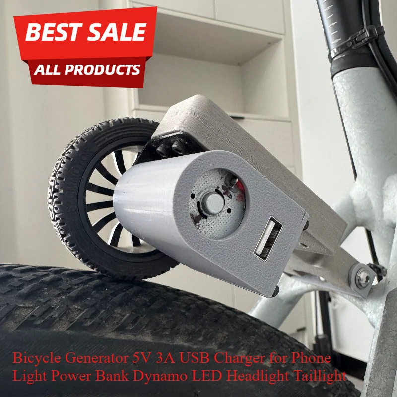 Bicycle Generator 5V 3A USB Charger for Phone Light Power Bank Dynamo LED Headlight Taillight