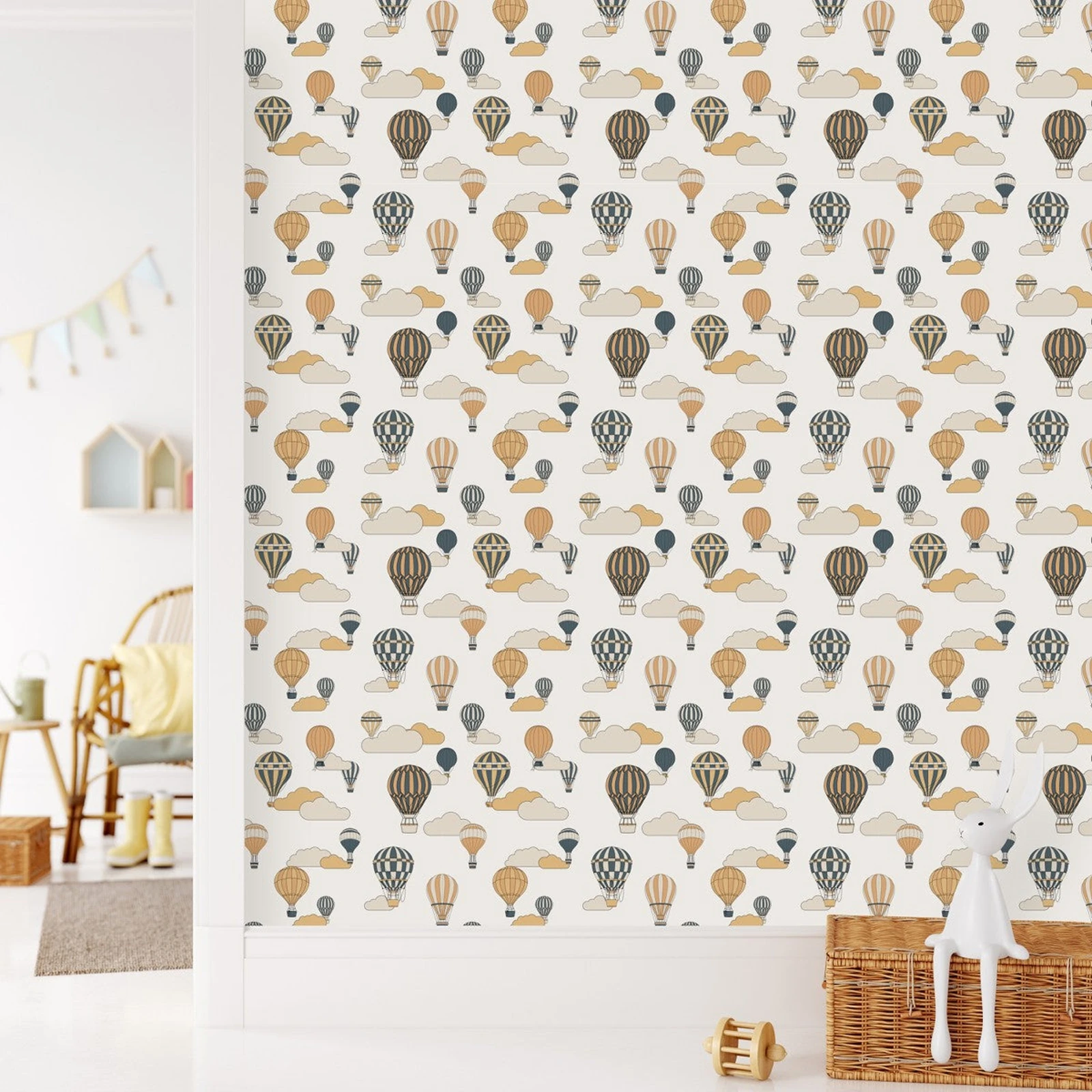 Whimsical Hot Air Balloon Pattern Wall Adhesive Paper, Durable And Ideal Wall Art For Kids' Rooms,Charming Mural Paper,50*300CM