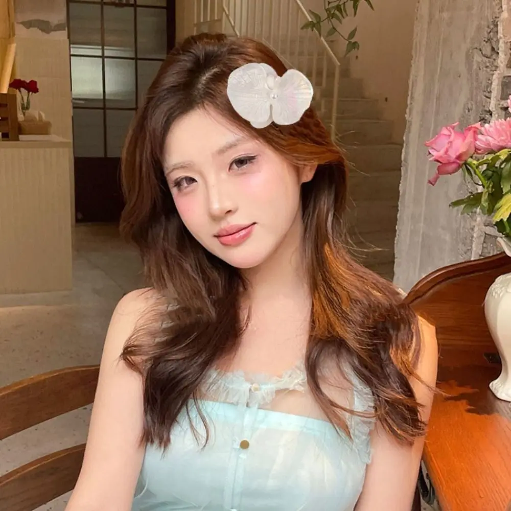 

Acetic Acid Butterfly Orchid Hairpin Korean Style Hair Rope Flower Duckbill Clip Hair Accessories Side Clip Fresh Barrettes
