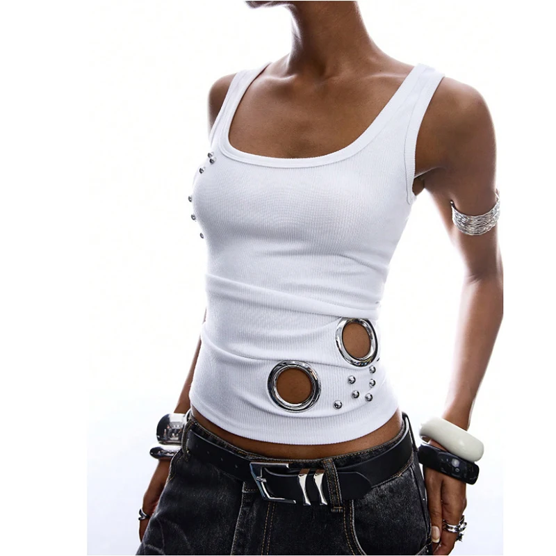 Summer Cool European and American Special-Interest Design Fashion Corns Slim Fit Sexy Hot Girl Vest Y2k Style