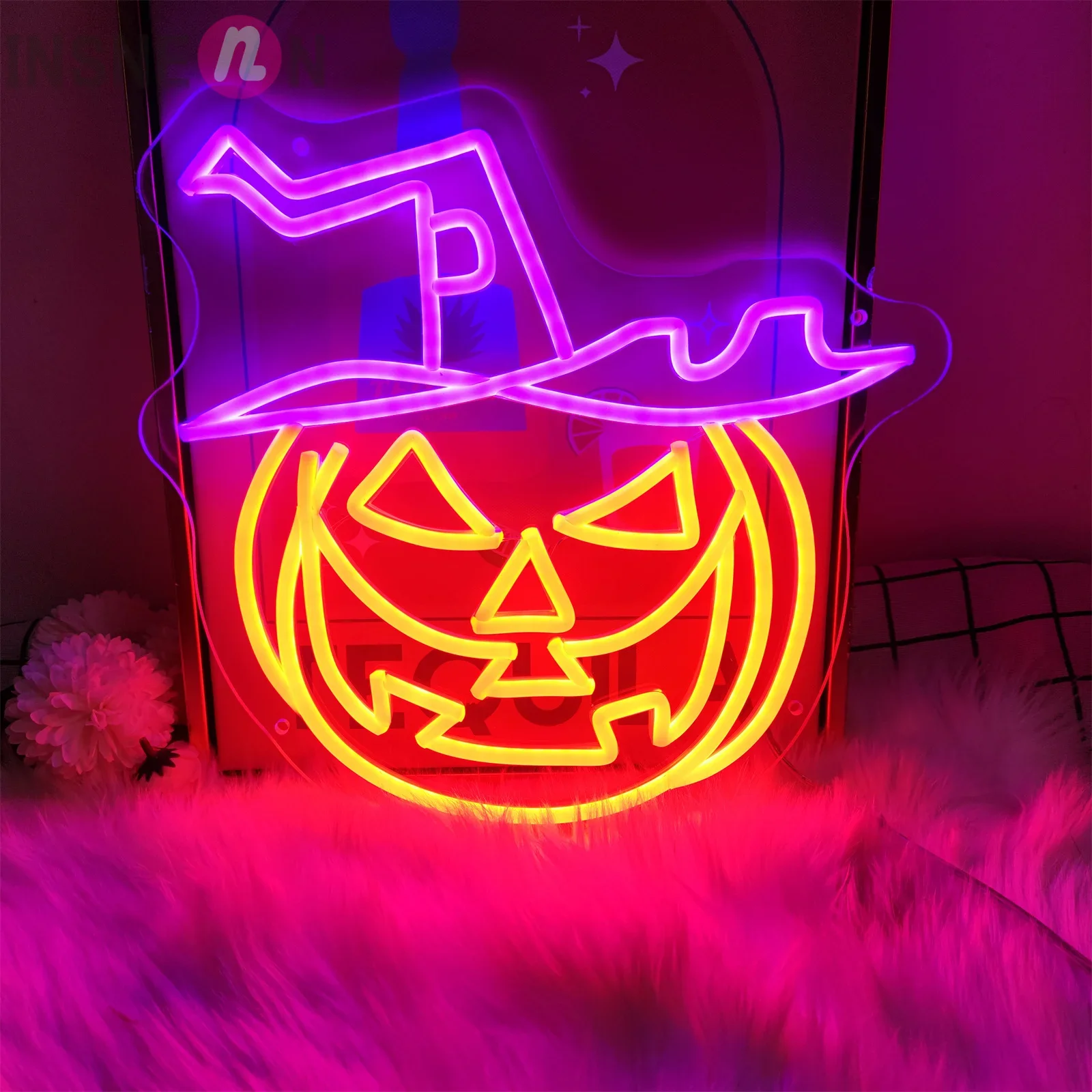 

Pumpkin Head LED Light Neon Sign, Halloween Room Wall Hanging Neon Lights, Aesthetic Decoration, Festival Gifts