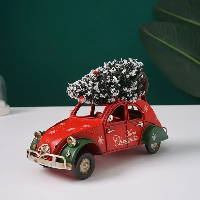 Christmas Decoration Car Model Iron Metal Miniature Retro Industrial Style Gift Bar Cafe Restaurant Soft Props Li view 3