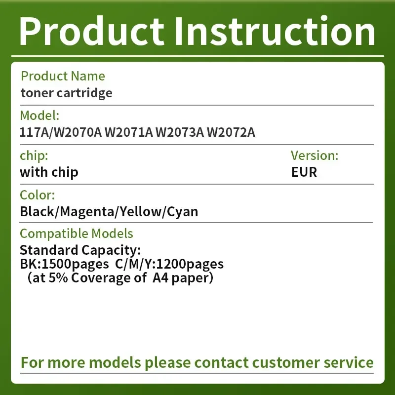 117a Toner Cartridges For HP MFP179fnw 178nw 150a 150nw color Laser printer  w2070a w2071a/2a w2073a Toner Cartridges With Chip