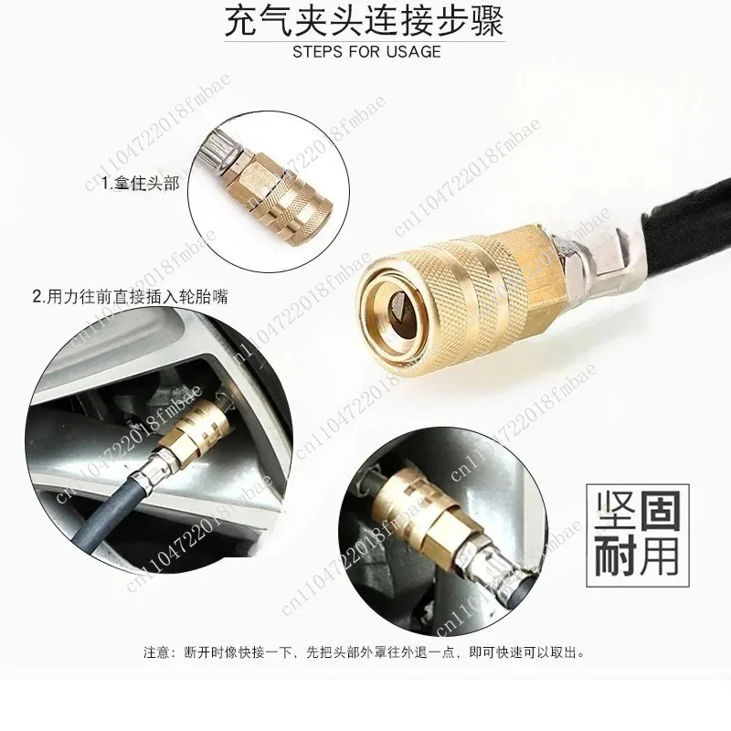 Digital Tire Inflator Gauge with LED Display, 200 PSI Quick Fill Air Chuck for Car Truck Motorcycle, Pressure Test Tool