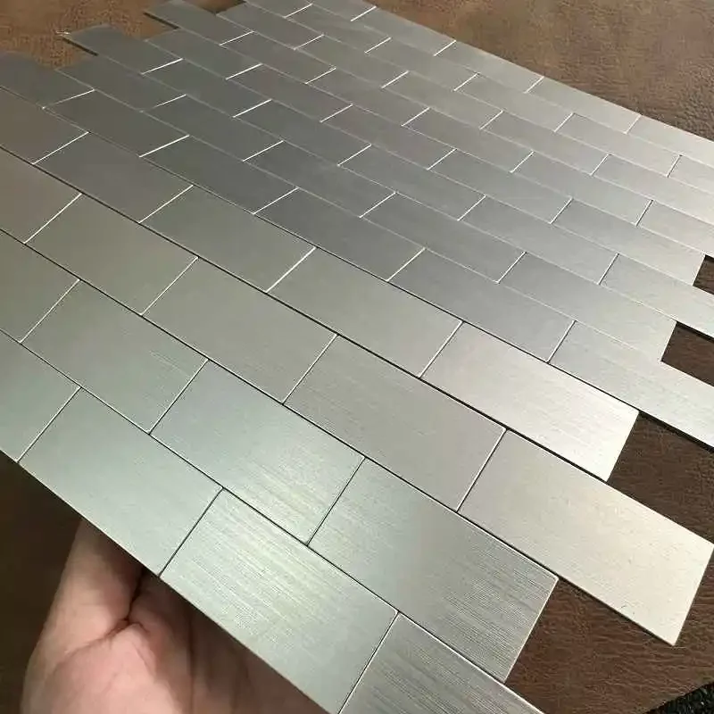 

4pcs/lot rectangle Mosaic Wall Tile Peel And Stick Self Adhesive Waterproof Aluminum composite Kitchen Bath Tile Backsplash 118