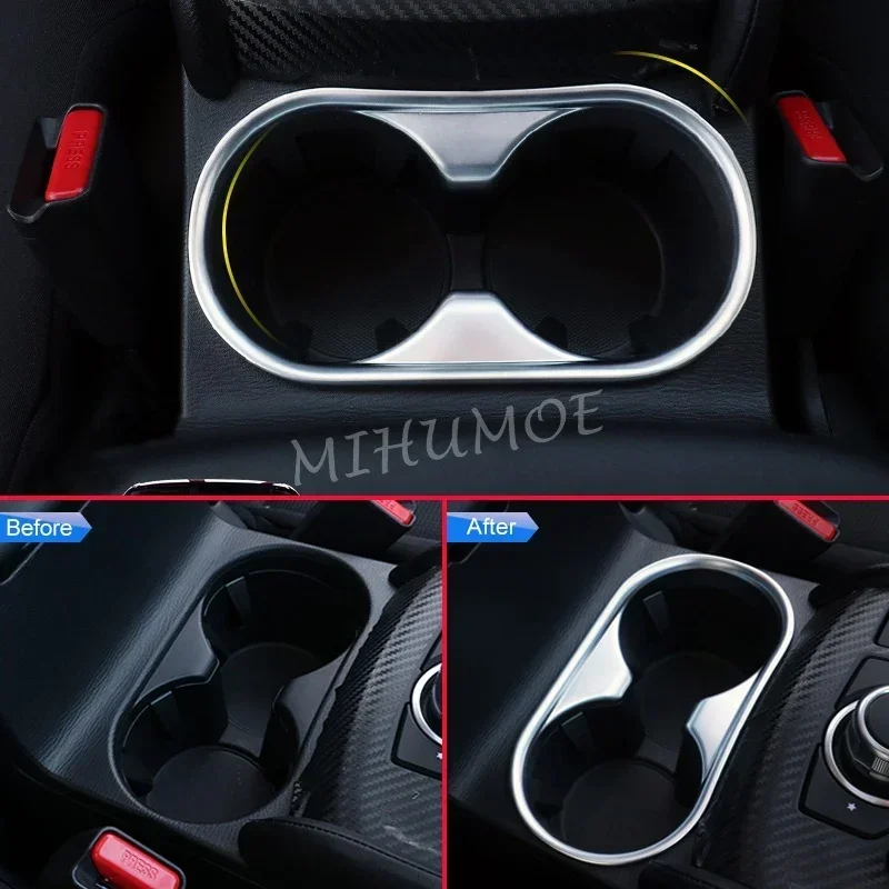 Matte Chrome Car Cup Holder Cover Trims For Mazda CX5 CX-5 2017-2024 Auto Interior Drink Storage Holders