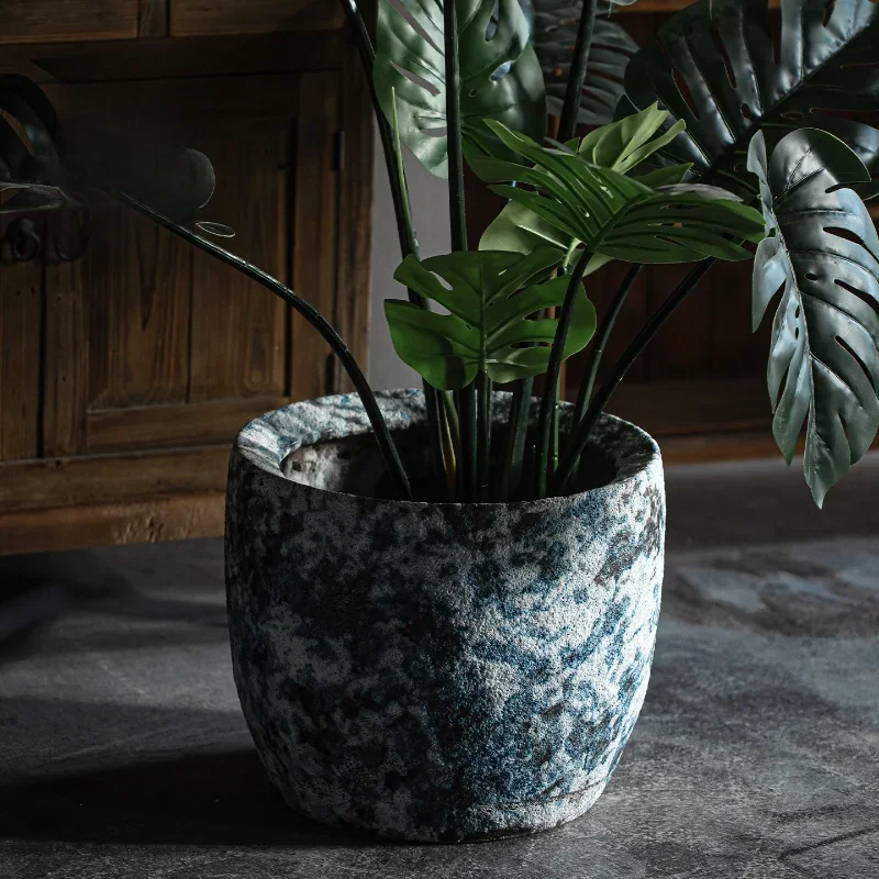 Wabi-maceta grande de cerámica de viento silencioso, maceta grande de suelo a techo para jardín al aire libre, maceta para plantar de gran diámetro, cama de flores, tortuga de bambú P