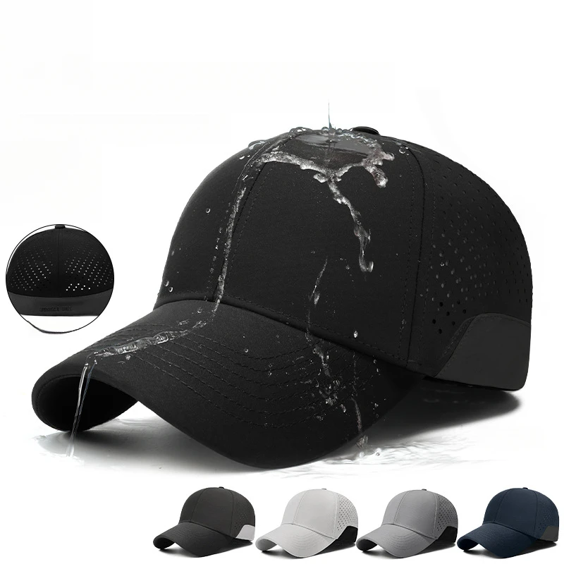 

Men's Spring and Summer Baseball Cap Water-Resistant Design Breathable Mesh Patchwork Craftsmanship Quick-Dry Polyester