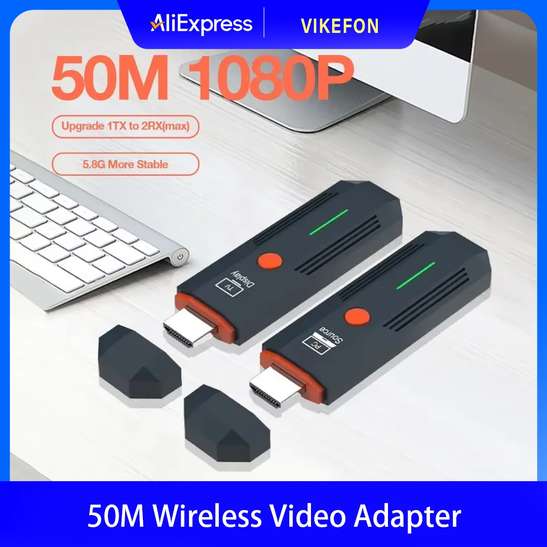 

For TV Box Monitor Projector PC HDMI-Compatible 1080P 50M Wireless Video Transmitter and Receiver kit TV Stick Dongle Adapter