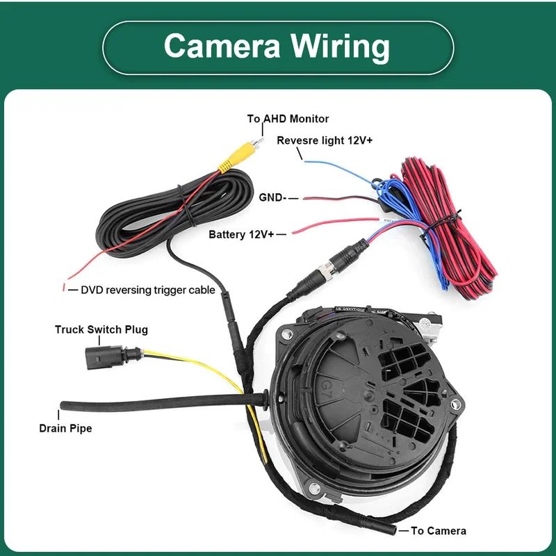 170 °   Kamera cofania AHD 1080P z klapką i emblematem do VW Golf 6/7/8 Polo CC Beetle Magotan B6 B7 B8 EOS T-roc Passat