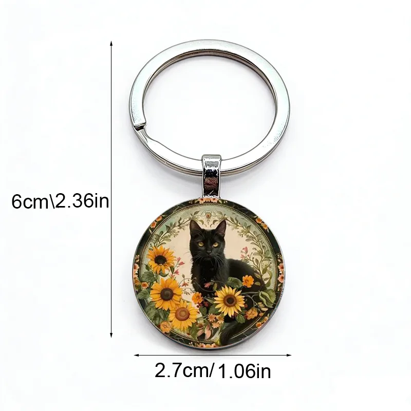 Hot selling retro black cat wreath wrapped around alloy keychain