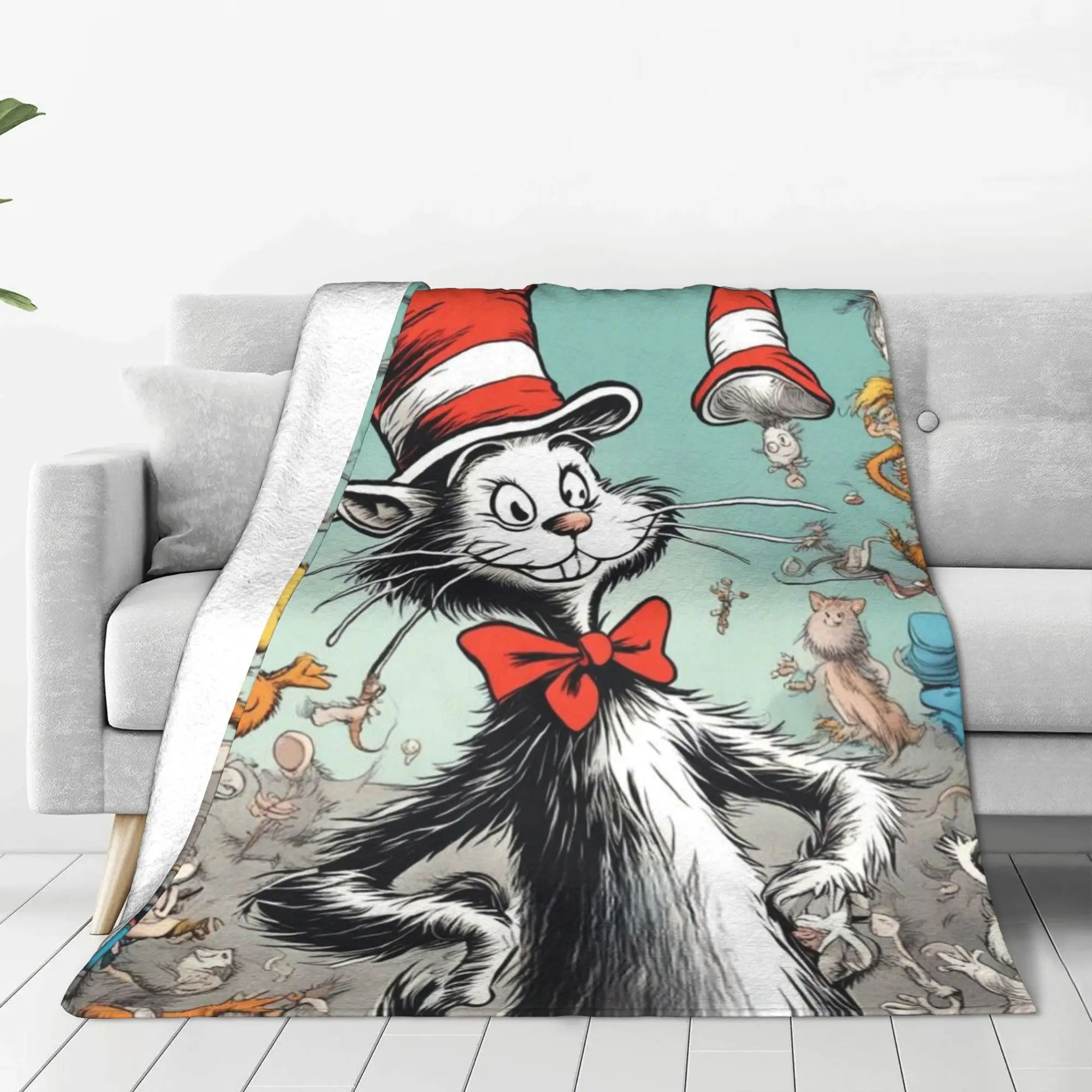 The Cat in the Hat The Cat in the Hat Blanket All Season Cute Ultra-Soft Throw Blankets For Office Plush Thin Quilt