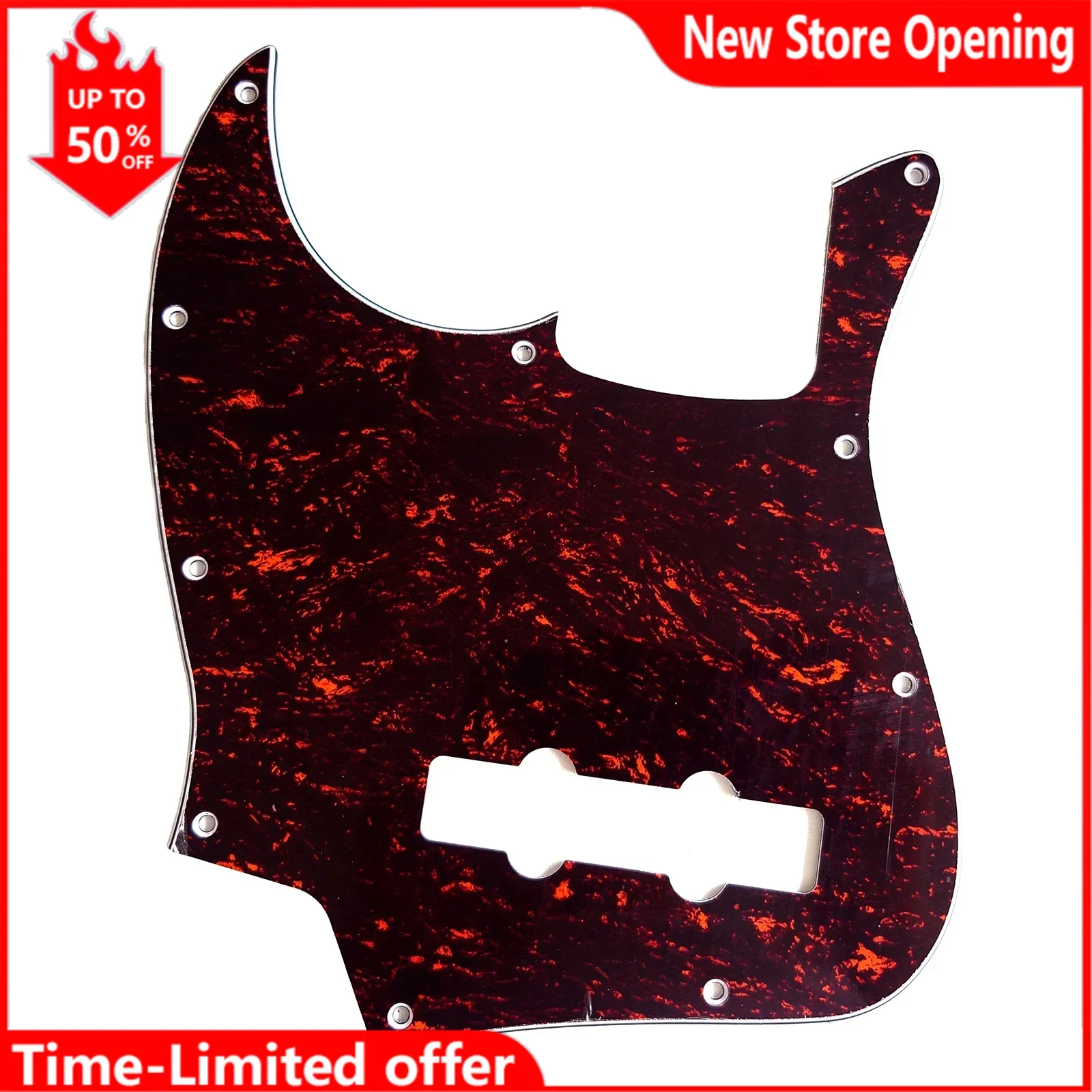 Left-Handed Bass Guitar Pickguard, 4-Ply Red Tortoise, for 4-String Jazz Bass Guitar Scratch Plate Parts