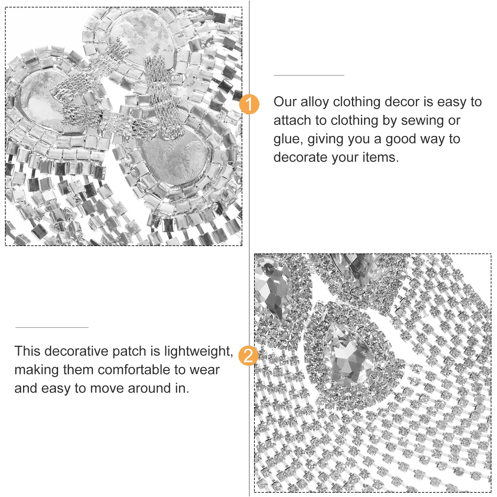 

Decorative Tassel Applique Patch Crystal Alloy Clothing Ornament for Dress Skirt Shoes Bag DIY Craft Clothing Patch