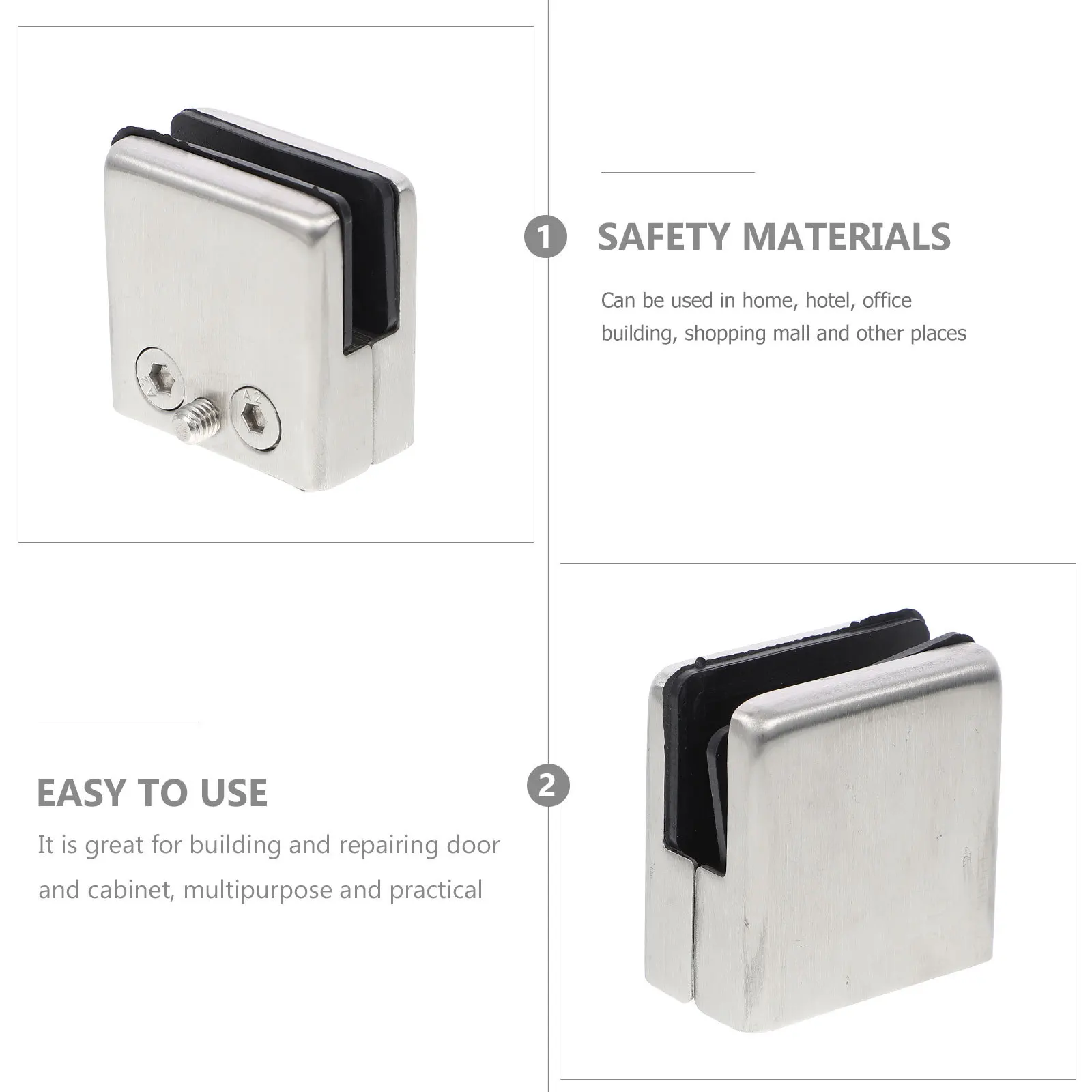 

4Pcs Glass Holding Clamps Stainless Steel Bracket for Glass Panel Clamp Sturdy Non-Slip Easy Install Home Office Use