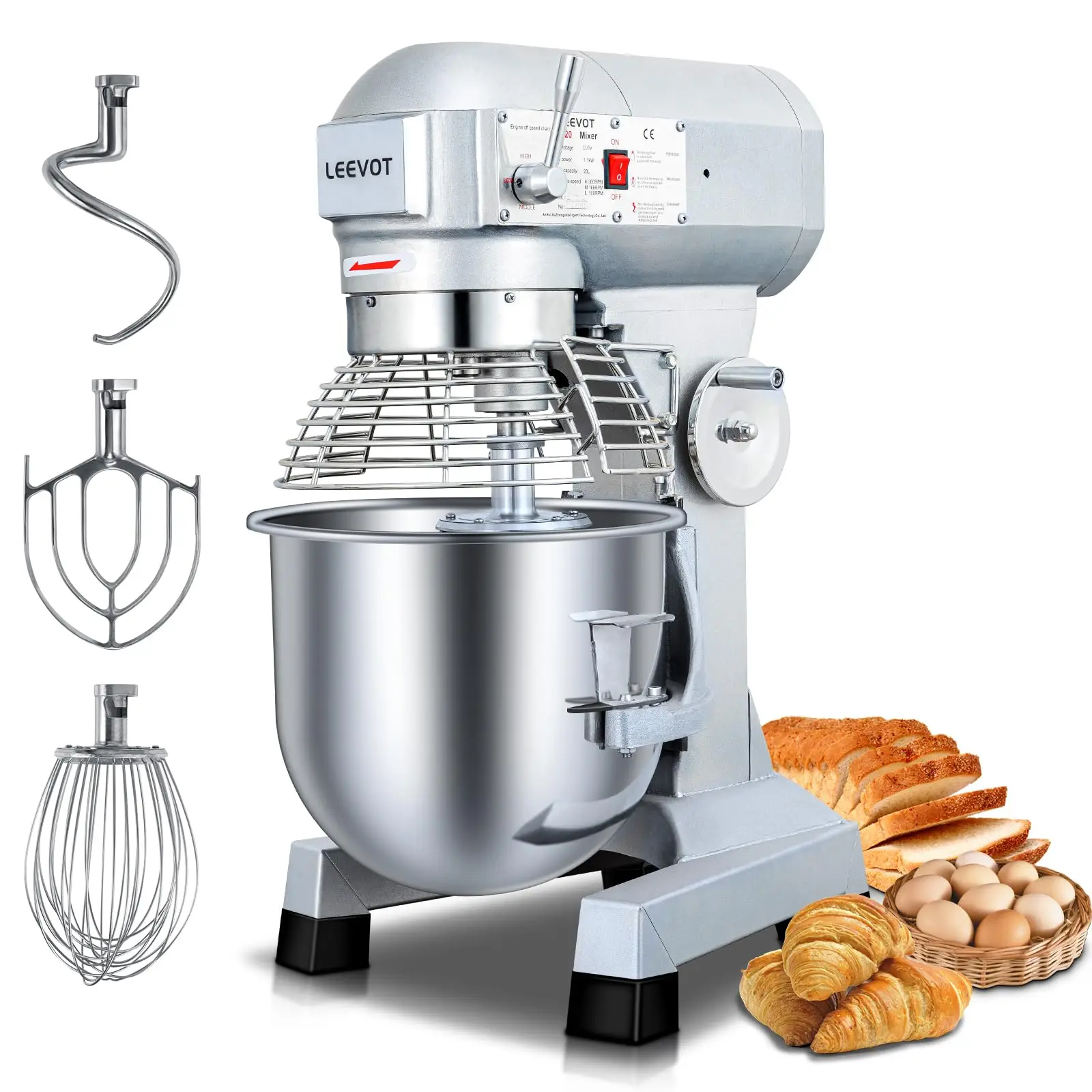 Commercial Food Mixer 15 Quart, Commercial Stand Mixer with 2 Speeds