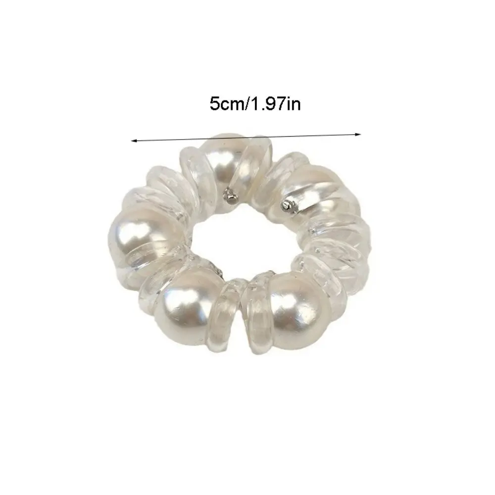 TPU Telephone Line Hair Rope Sweet Scrunchies Elastic Pearl Ponytail Holder Hair Ties Korean Style Transparent Hair Ring Daily