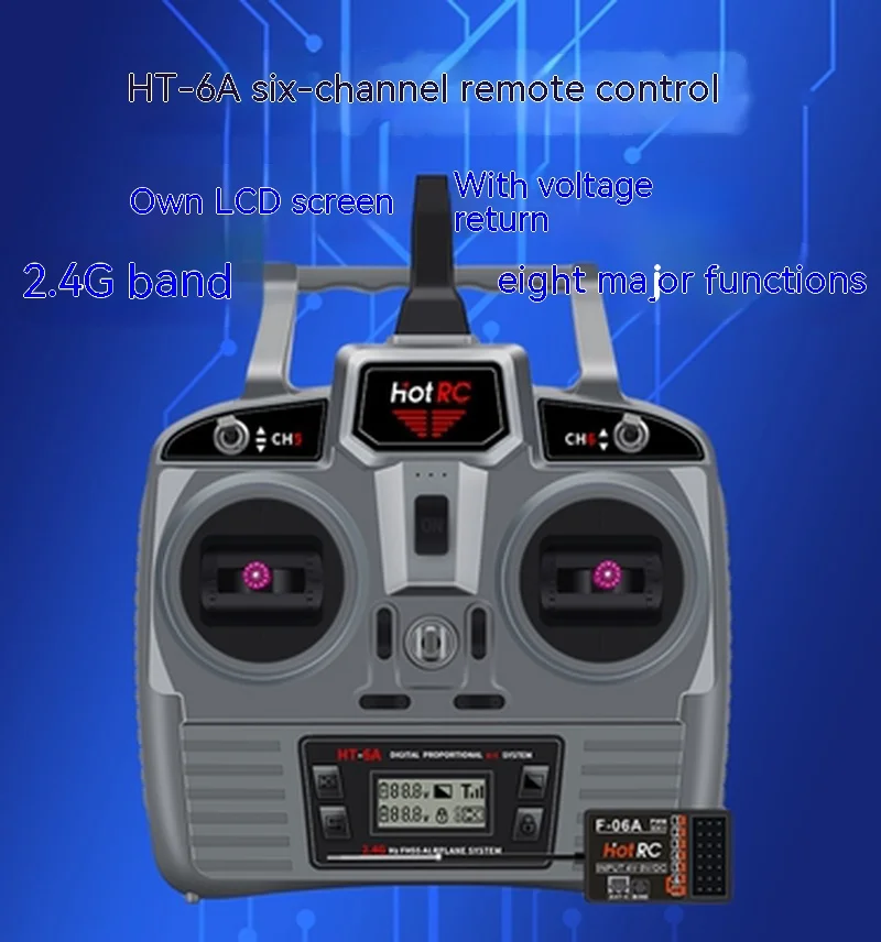 New Hotrc Ht-6a Remote Control 2.4g Control 6 Channel Receiver Rc Transmitter Model Airplane Fixed Wing Vehicle Ship Fpv Drone