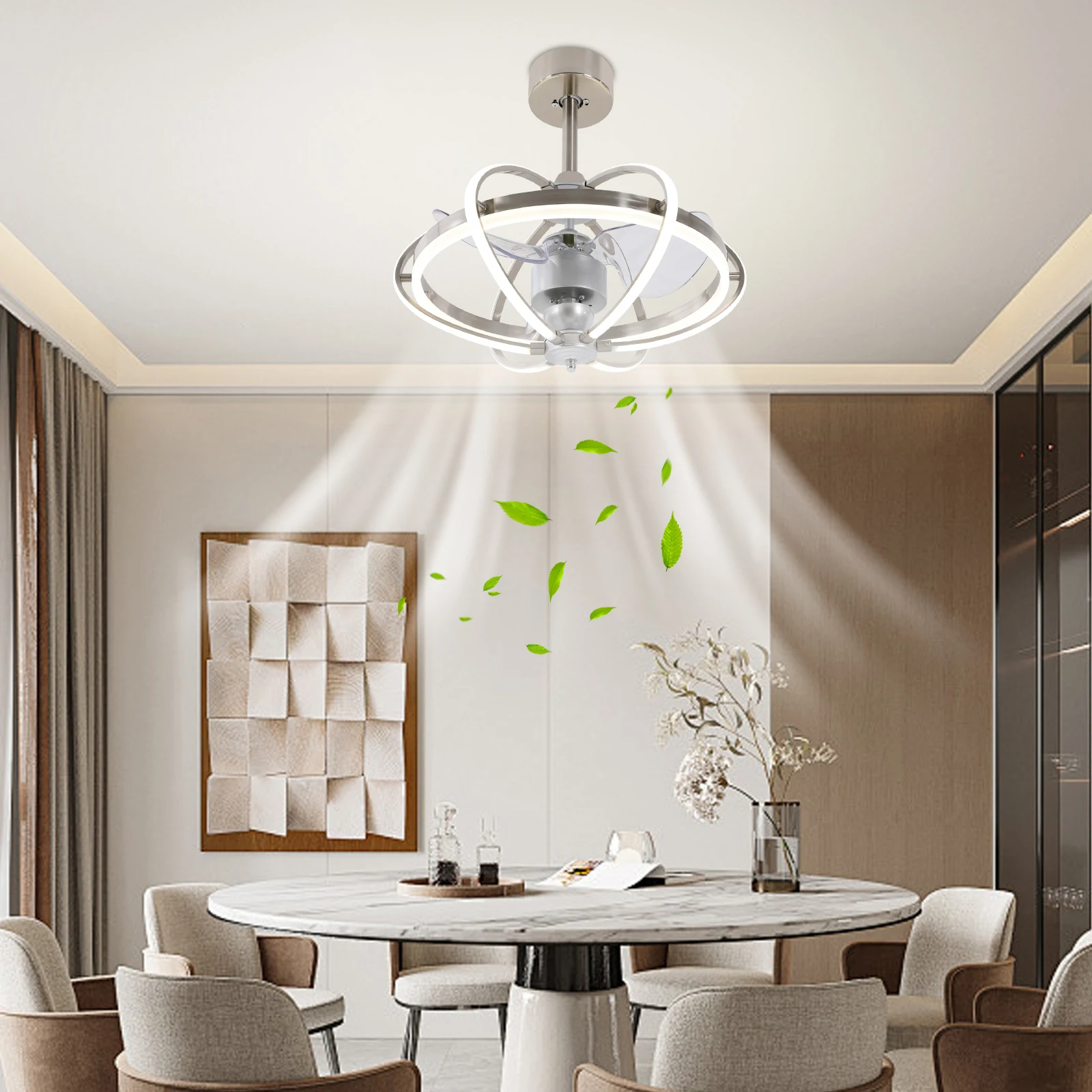 Ceiling Fan Light, Remote Control Ceiling Fan Light 6 Speed Gears Farmhouse Bedroom Fan Light Fixture for Living Room/Bedroom/Dining Room/Kitchen/Office/Guest Room