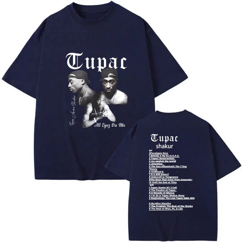 Tupac Tees 2pac Rapper Printed Hip Hop Men Streetwear Vintage 100% Cotton T-Shirt Anime Graphic Harajuku Casual Short Sleeve Top