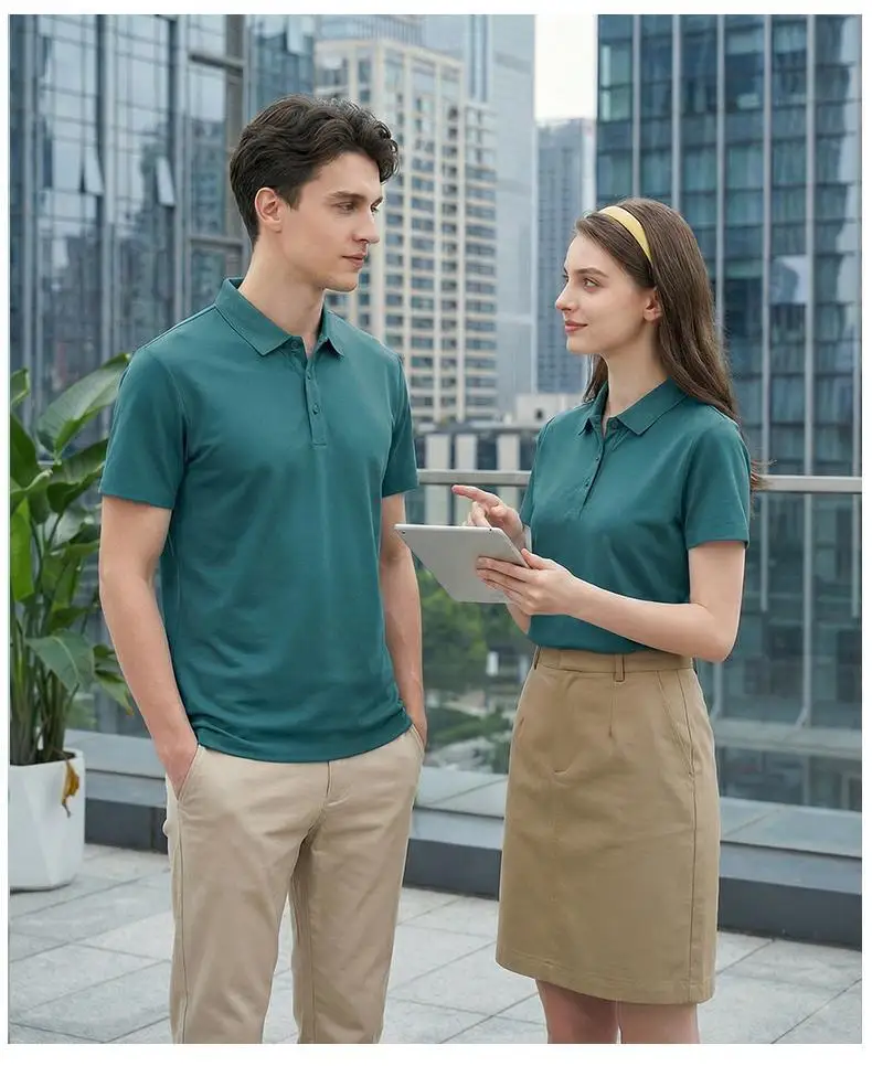 Neues Sommer-Eisseide-POLO-Shirt Kurzarm Professionelles T-Shirt Nahtlos Weich Hochwertig Einfarbig Firmen-Gruppenuniform – Detail 19