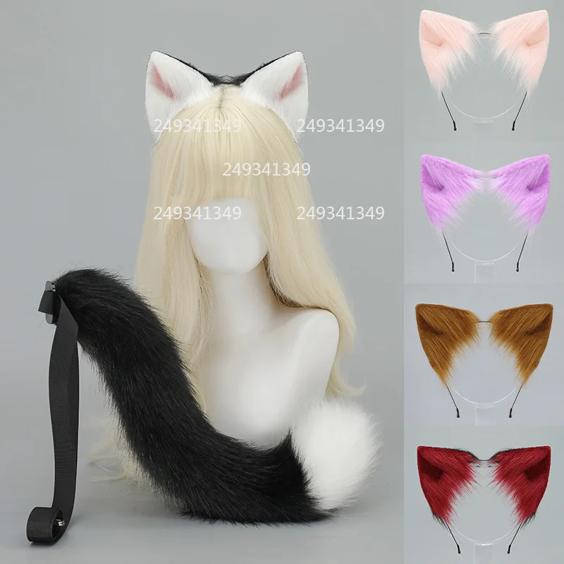 Cat Ear Tail Cosplay Headwear Adult Furry Animal Headdress Comic-con Party Performance Kitten Tail Stage Costume Accessories