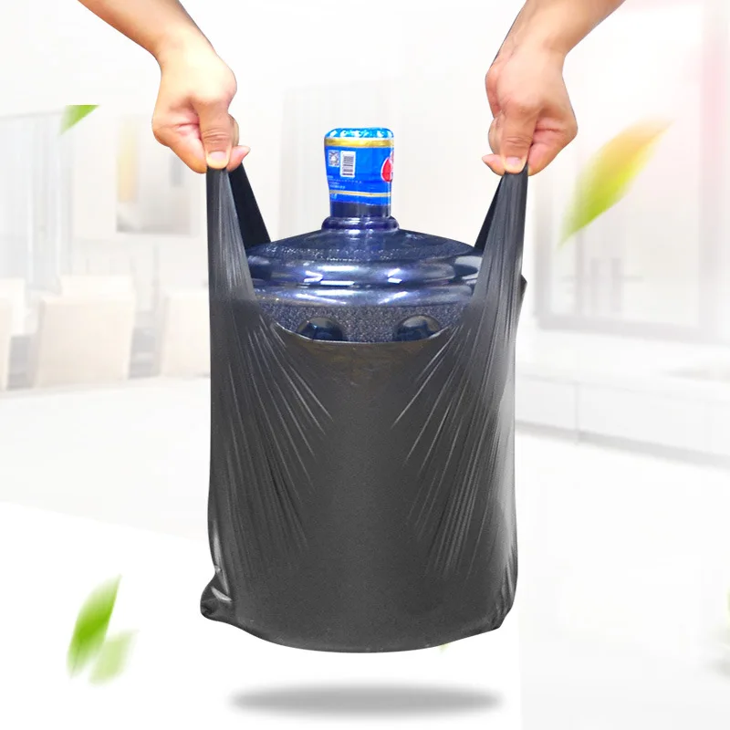 100pcs Black Vest Plastic Bag Household Thickened Kitchen Living Room Clean Garbage Bin Disposable with Handle Plastic Bags