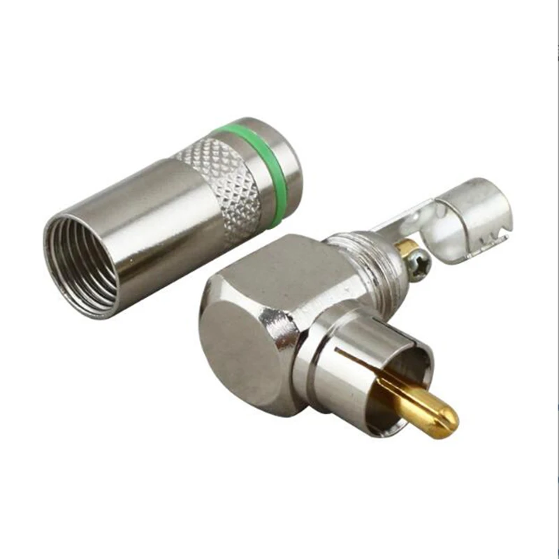 1PC P737 L-Type RCA Right Angle Connector 90-Degree Elbow Solder Free Lotus Plug AV Color Difference Line Audio