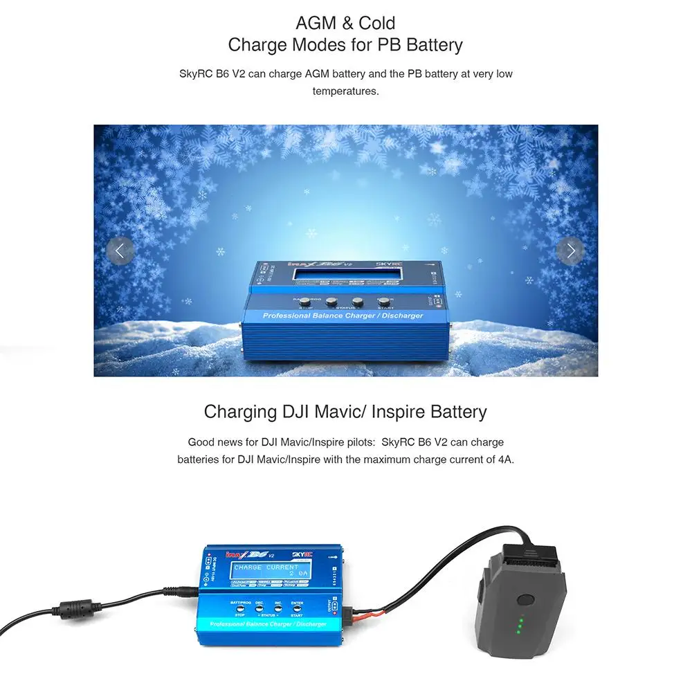 Original SKYRC IMAX B6V2 charger for Digital RC Lipo NiMh Battery Balance Charger with AC DC 60W Adapter tempreture senor jst