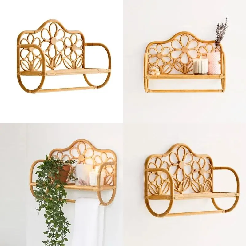 City Home Decoration Wicker Rattan Floating Wall Mount