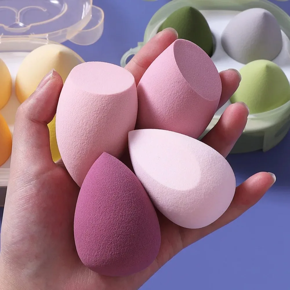 4 قطع من بيضة مكياج التجميل لا تمتص مسحوق مجموعة فائقة النعومة من بودرة القرع جافة ورطبة ذات الاستخدام المزدوج إسفنجة مكياج بيضة مكياج