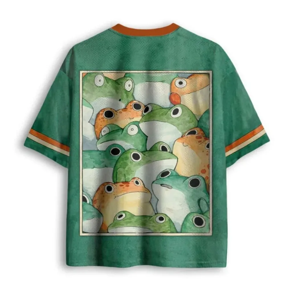 Harajuku Cartoon Niedliche Froschpfote 3D-Druck Atmungsaktiv Schnelltrocknend Herren Damen V-Ausschnitt T-Shirt Street Fashion Lässige Eltern-Kind-Kleidung – Detail 3