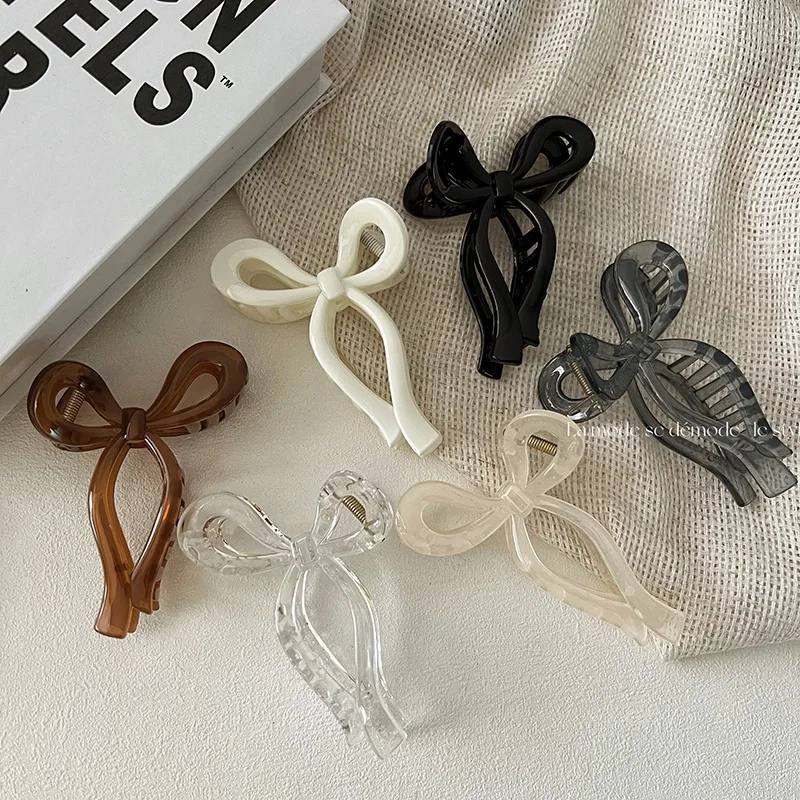 Korean Woman Large Bowknot Design Hair Claw Plastic Barrettes Fashion Girl Hair Clips Crab Headwear Hair Accessories Hairpins