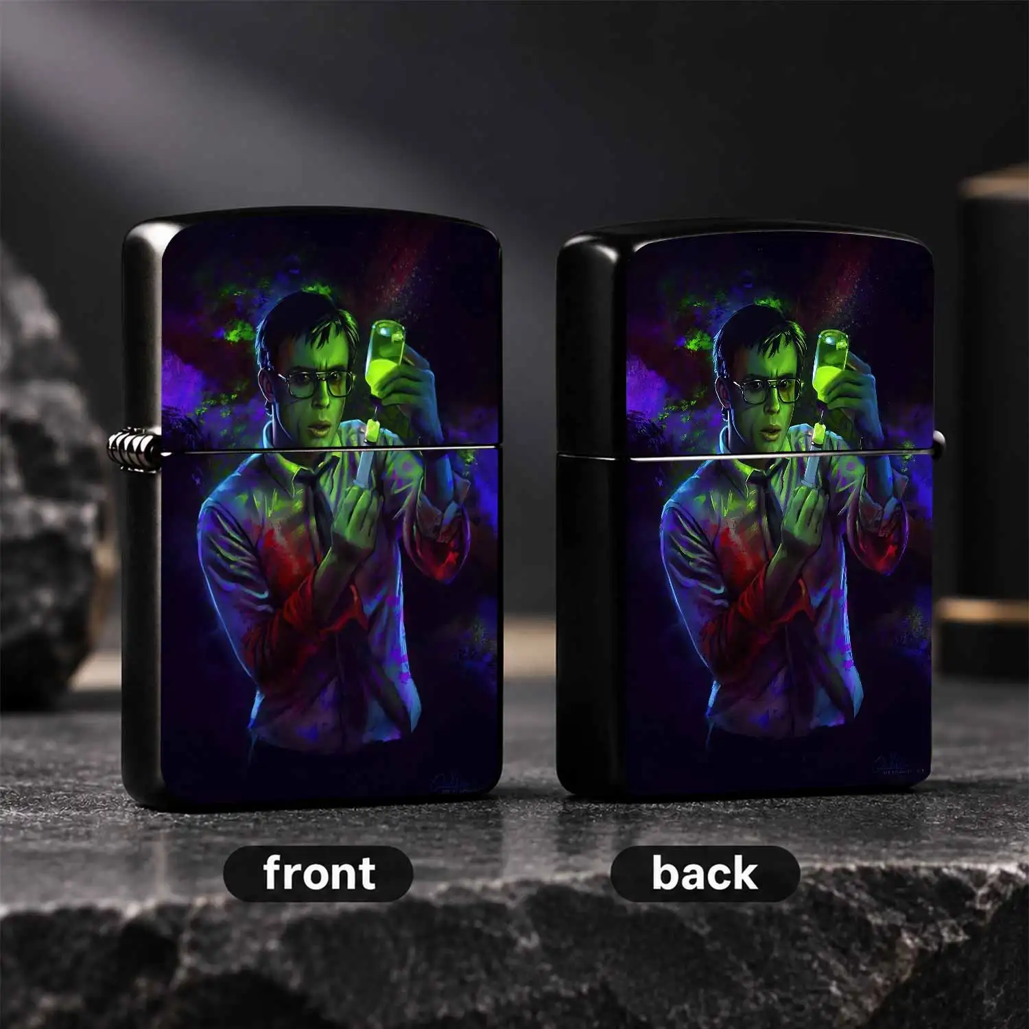 Retro Horror Character Themed Lighter Cool Fluorescent Neon Hand-Painted Stylish Pattern Unique Decor Accessory For Daily Use Outdoor Camping Gifting To Hobbyists Personalized Collectible Present Interesting And Humorous Lighters